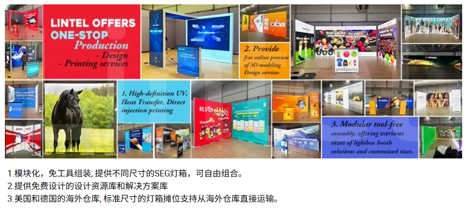 10x10ft (3x3m) SEG Fabric Light Box Booth with Reception Counter - Trade show 10x10ft inline booth 2