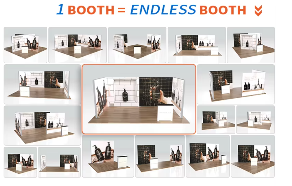10x10ft (3x3m) SEG Fabric Light Box Booth with Reception Counter - Trade show 10x10ft inline booth 4