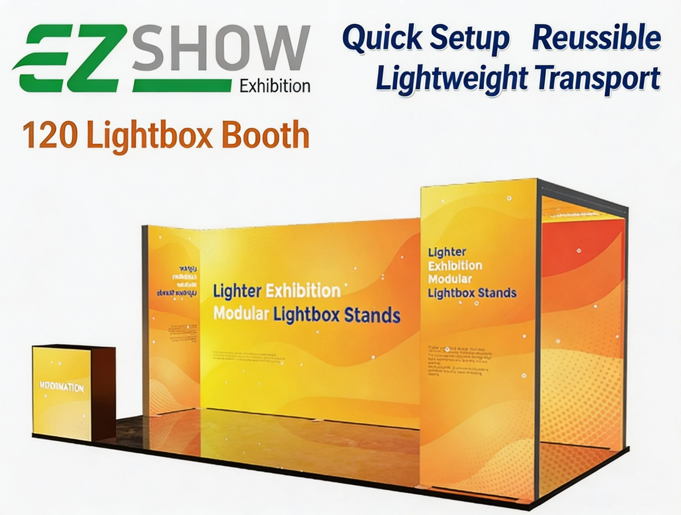 Modular SEG Lightbox Exhibition Booth System | Tool-Free Assembly Reusable Portable Display for Trade Shows, Expos & Events